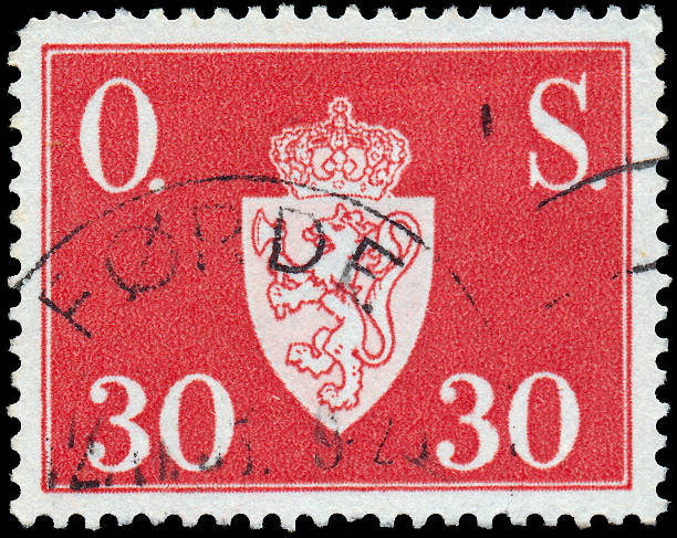 istock Stamp printed in Norway, shows Norway Coat of Arms 486747231