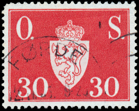 NORWAY - CIRCA 1950: A stamp printed in Norway, shows Norway Coat of Arms, without inscriptions, from the series \