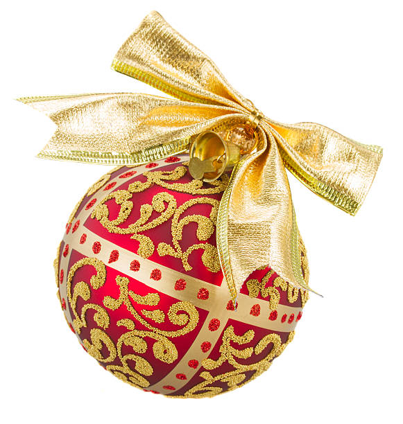 istock Golden with red Christmas ball 486747358