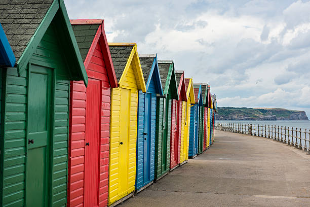 istock Whitby promenade with colourful beach huts 486748042