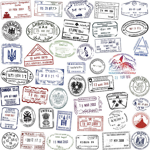 stockillustraties, clipart, cartoons en iconen met super travel passport collection - schotland