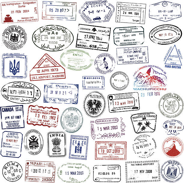 super заграничный паспорт collection - passport postage stamp india passport stamp stock illustrations