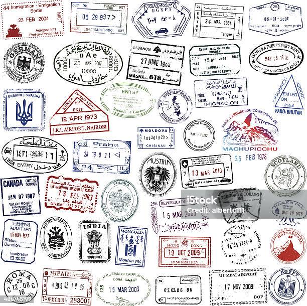 Super Travel Passport Collection Stock Illustration - Download Image Now - Passport Stamp, Rubber Stamp, Postage Stamp