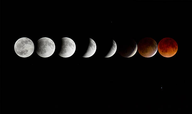 phasen der blut moon'eclipse" - full moon moon lunar eclipse red stock-fotos und bilder