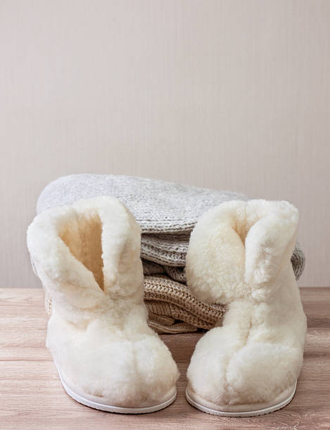 istock warm winter sheepskin slippers 486748808