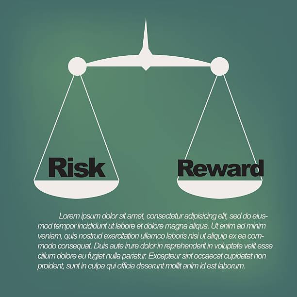 Weighing the risks and rewards vector art illustration
