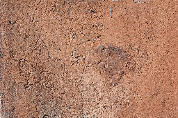 istock Texture of old wall covered with brown stucco 486751734