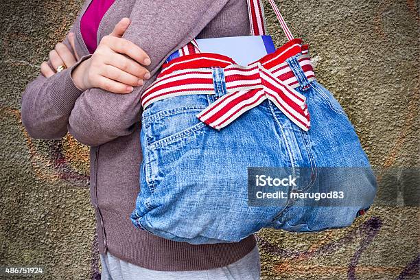 Jeans Bag Stock Photo - Download Image Now - Upcycling, Bag, Clothing