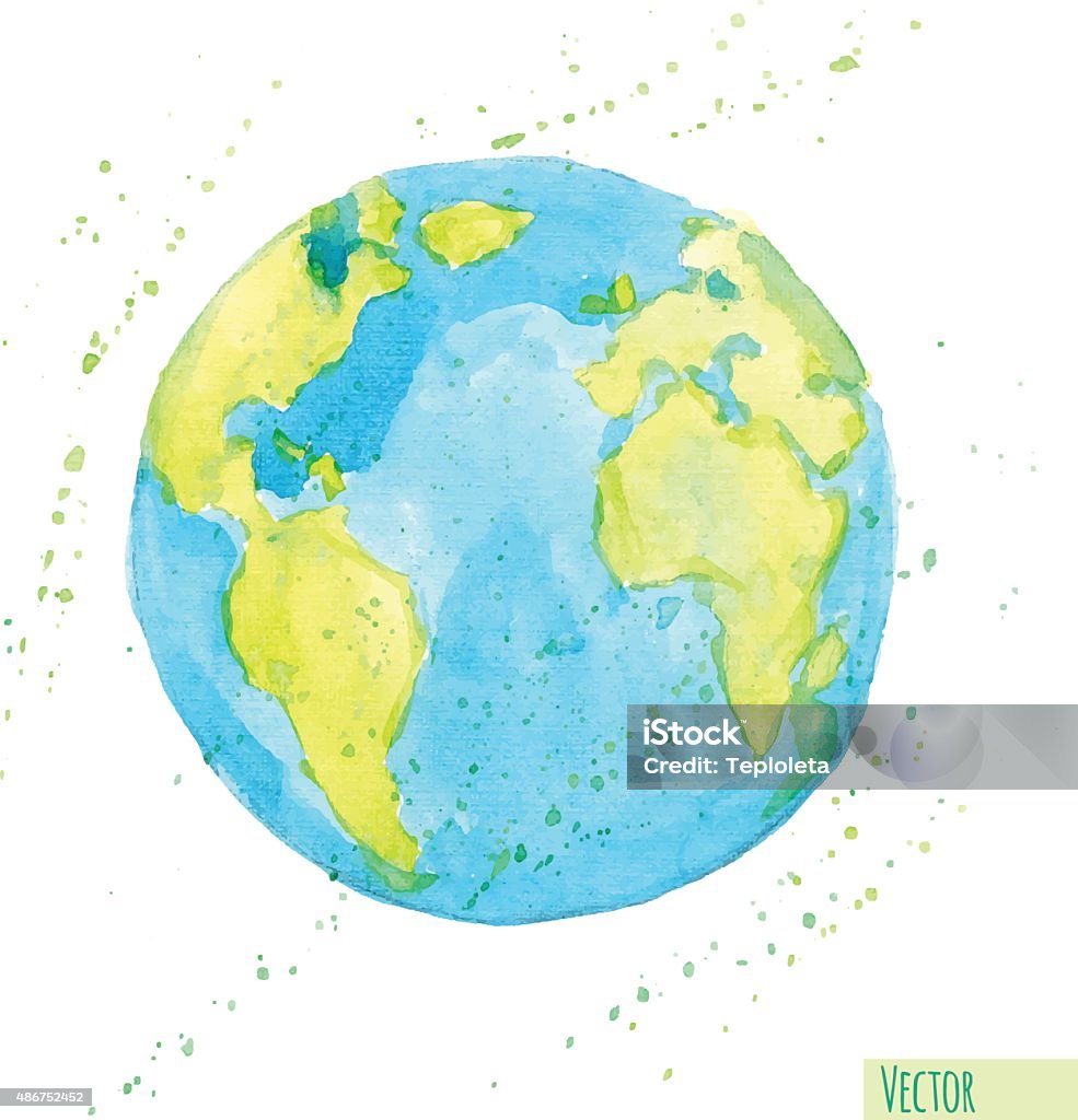 Hand drawn watercolor Earth, isolated vector illustration. Globe - Navigational Equipment stock vector
