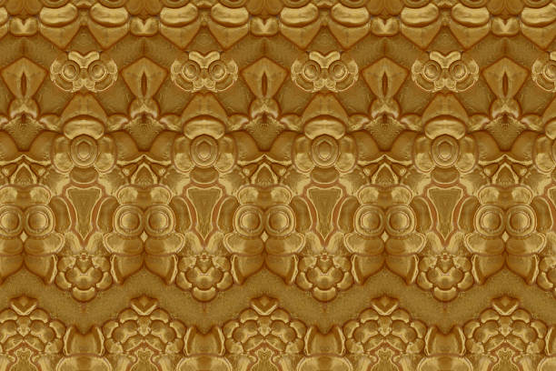 istock Cement gold Crafts wall in the temple close from thailand 486752588