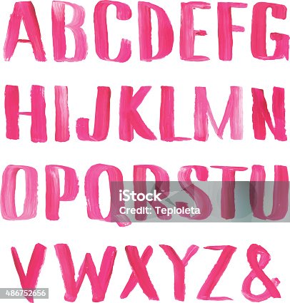 istock Hand drawn oil painting font. 486752656
