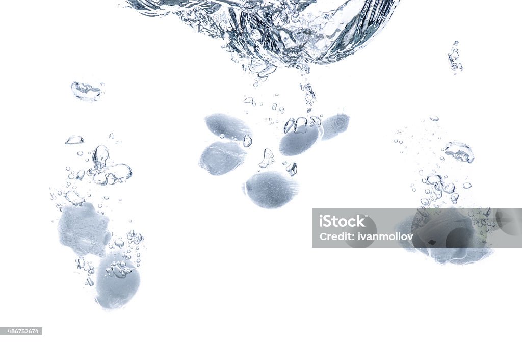 Ice Cubes Splash Close Up Ice Cubes Liquid Splash Close Up Isolated On White 2015 Stock Photo