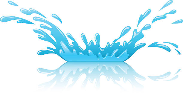 illustrazioni stock, clip art, cartoni animati e icone di tendenza di piscina splash con gocce d'acqua e riflessione - splashing water liquid spraying