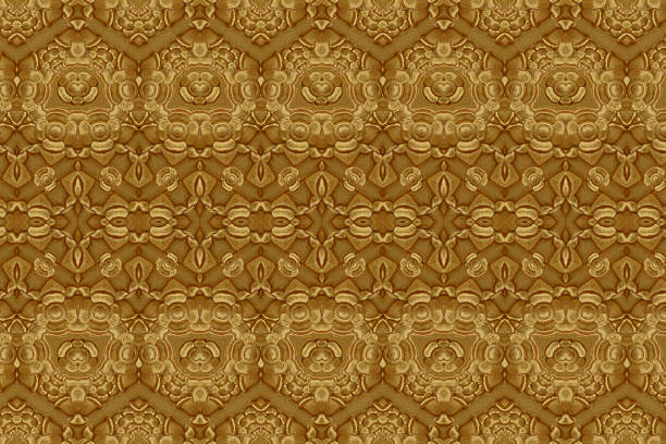 istock Cement gold Crafts wall in the temple close from thailand 486753394