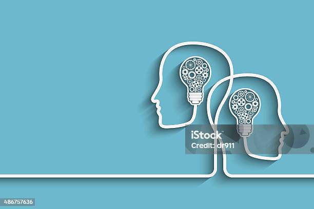 Head With Bulb Stock Illustration - Download Image Now - Learning, Backgrounds, Telepathy