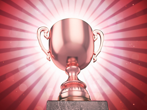 3d render Bronze trophy cup (close-up)