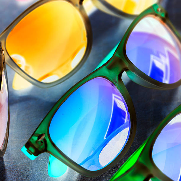 istock Colorful sunglasses close up on an abstract scene 486758782