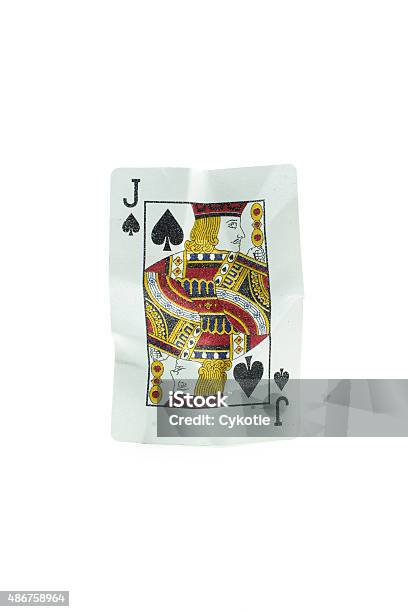 Jack Of Spades Crumpled Playing Cards On White Background Stock Photo - Download Image Now