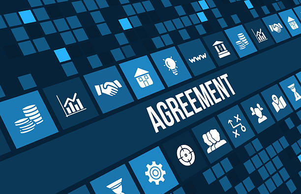 istock Agreement concept image with business icons and copyspace. 486760098