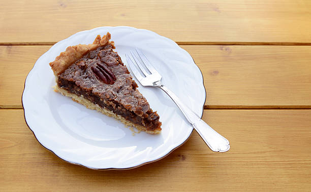 istock Slice of pecan pie on a plate with a fork 486761322