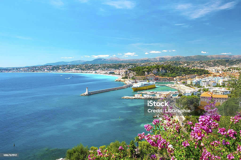 Nice city, french riviera, mediterranean sea Nice city, french riviera, France. Turquoise mediterranean sea and perfect blue sky Nice - France Stock Photo