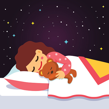Niña durmiendo a hijos automática de dibujos animados vector gratis