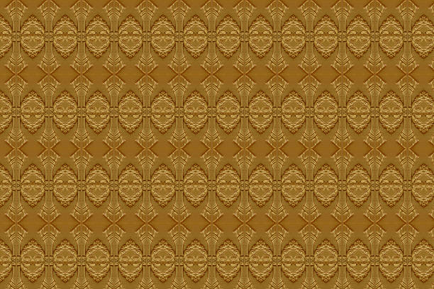 istock Cement gold Crafts wall in the temple close from thailand 486762346