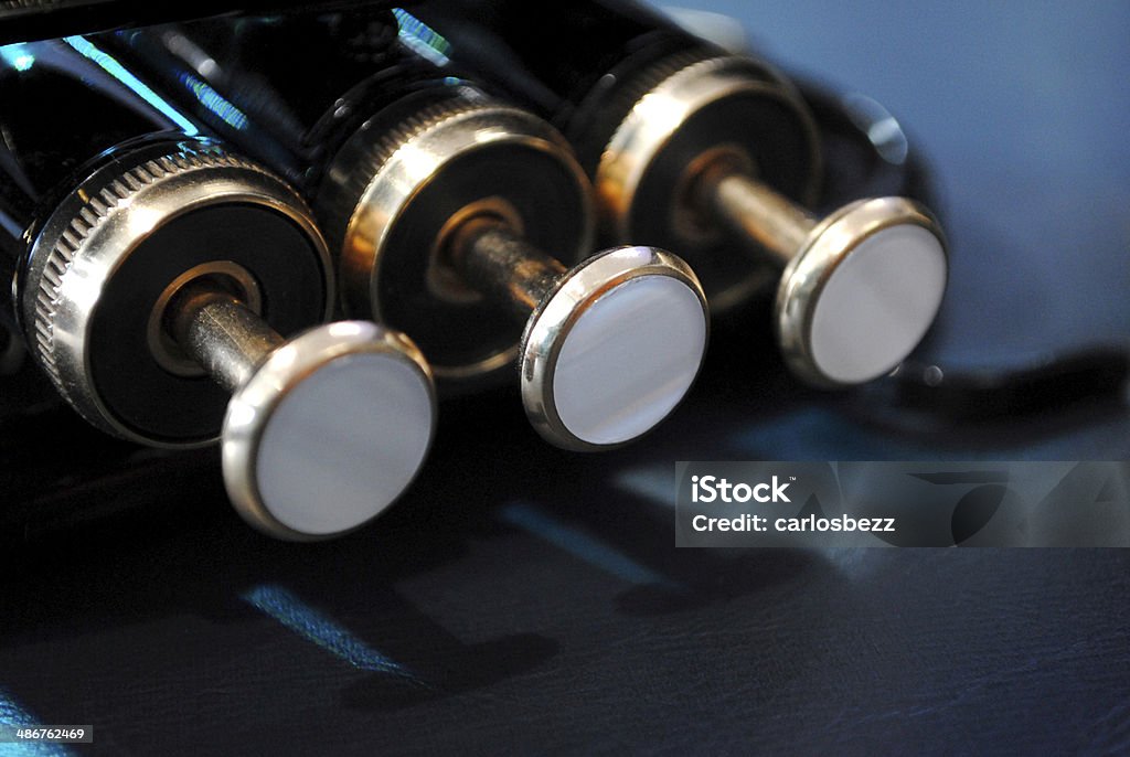valve detail of classical instrument Flugelhorn Stock Photo