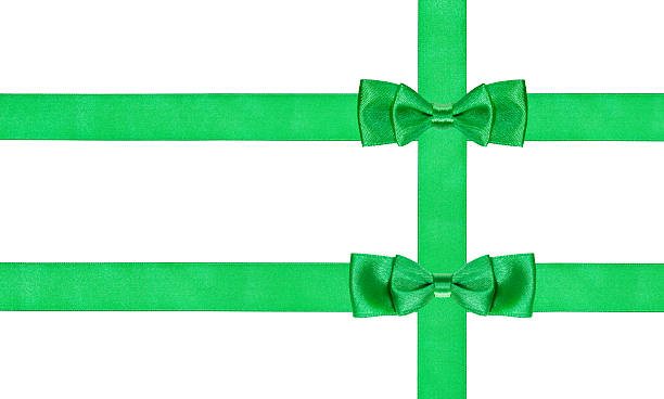 istock two double green bow knots on three satin ribbons 486764192