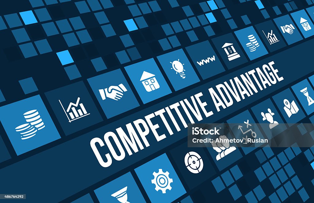 Competitive advantage concept image with business icons and copyspace. Competitive advantage concept image with business icons and copyspace.For more variation of this image please visit my portfolio 2015 Stock Photo