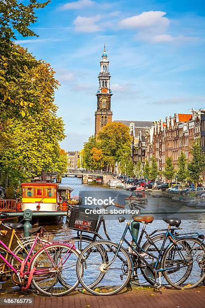 Prinsengracht Canal In Amsterdam Stock Photo - Download Image Now - Amsterdam, Netherlands, Bicycle