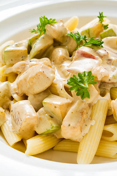 Penne Chicken Alfredo stock photo