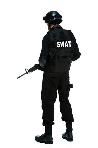 istock Rear view of swat standing 486767587