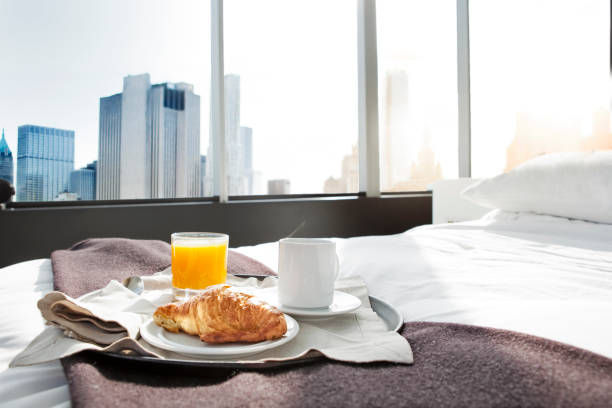 Breakfast in New York Breakfast in hotel room room service stock pictures, royalty-free photos & images