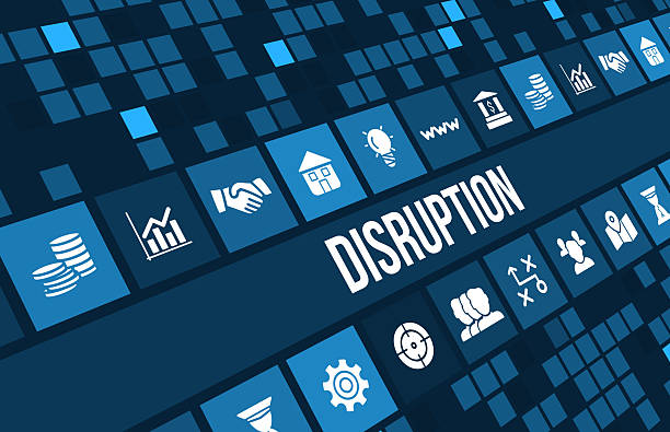 istock Disruption concept image with business icons and copyspace. 486770000