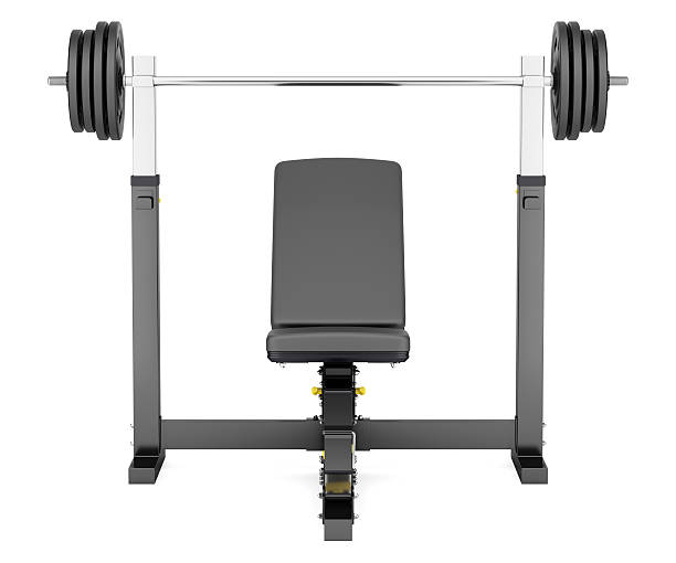istock gym adjustable weight bench with barbell isolated on white background 486770812