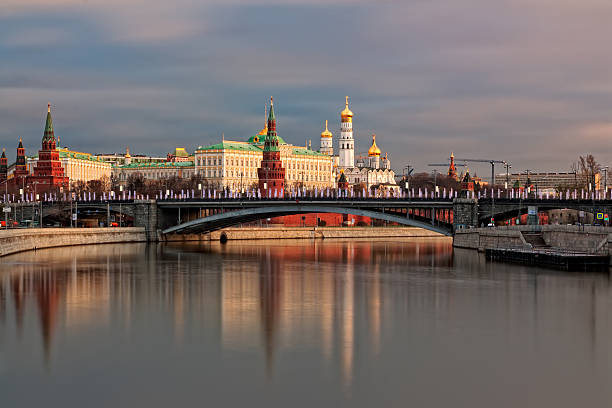 Dawn over the Moscow Kremlin stock photo