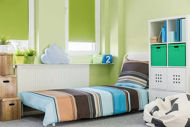 Picture of colorful sleeping area in teenager room