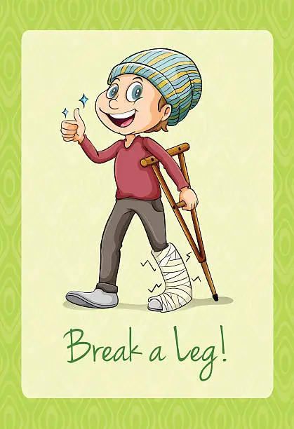 Vector illustration of Idiom break a leg