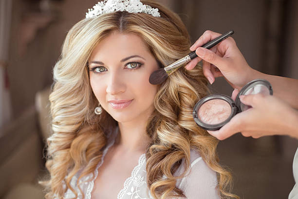 istock Make-up. Attractive smiling bride on the wedding day. Beautiful 486784340