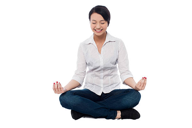 istock Pretty woman doing meditation 486786467