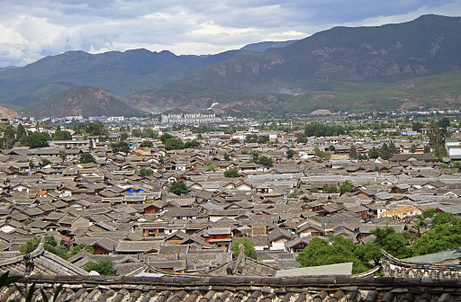 aerial view of Lijiang from one of hills, China