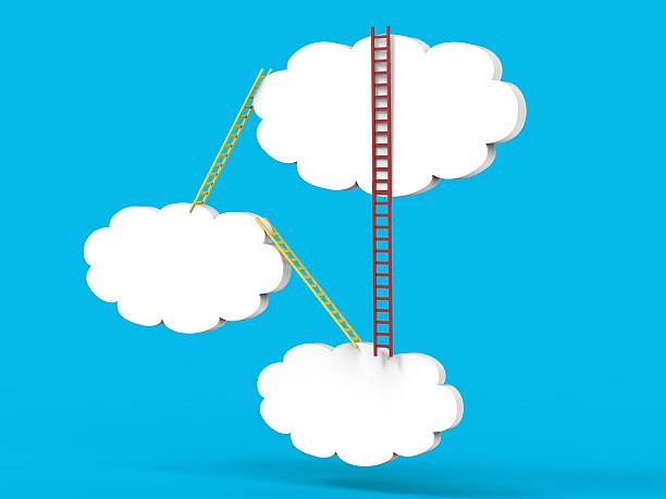 istock shortcut ladder concept with white clouds and blue sky 486790046