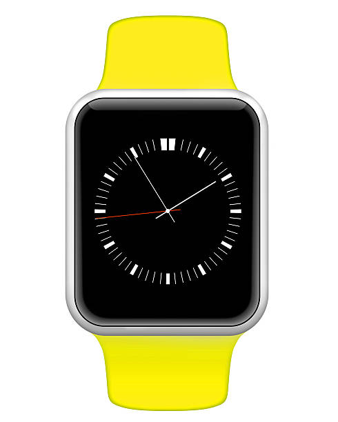 istock Smart watch with yellow wrist and classic dial 486792252