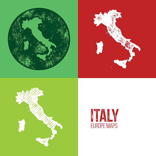 Italy Grunge Retro Map vector art illustration