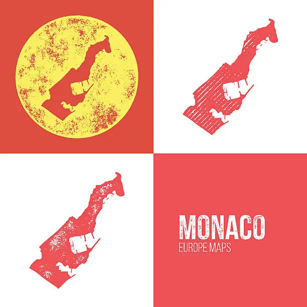 Vector illustration of Monaco Grunge Retro Map