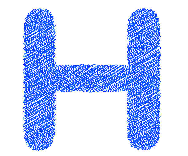 Fonts stripes blue line, H letter