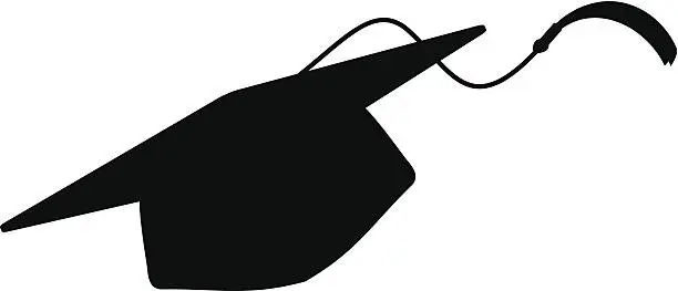 Vector illustration of Degrees Hat Silhouette