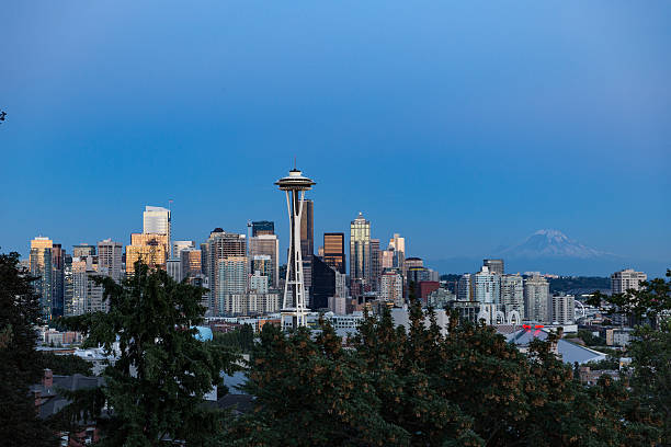 istock Seattle USA skyline at sunset 486795740