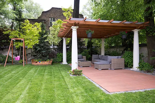 Picture of beauty garden with modern gazebo